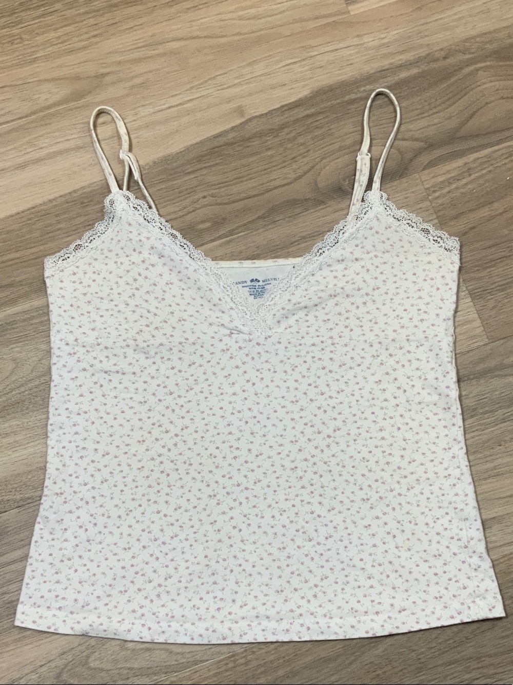 Brandy Melville Women's Lace-Trim Purple Floral Cami Tank Top